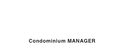 A black and white logo of the company condominium management.