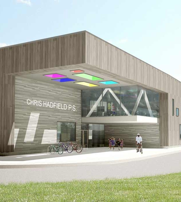 A rendering of the exterior of the new building.